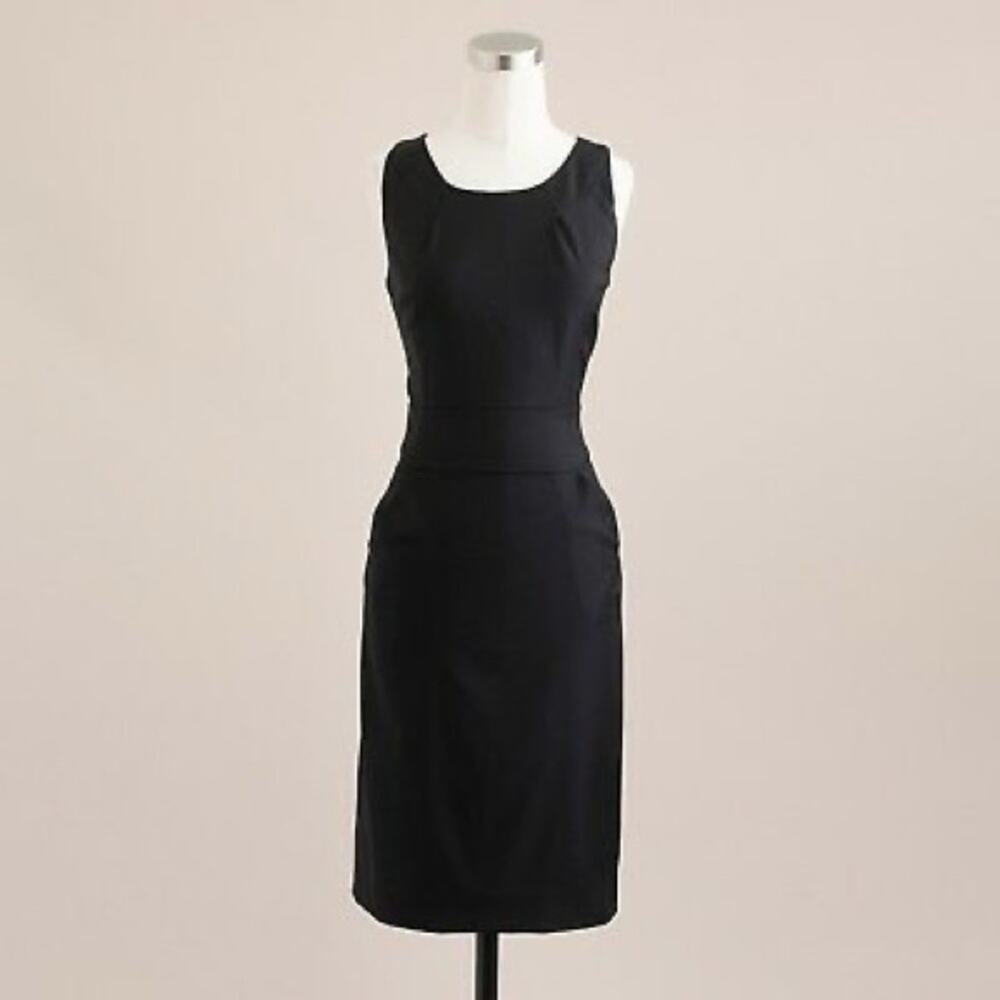 J.Crew Factory black tailored shift dress in lightweight wool - 12